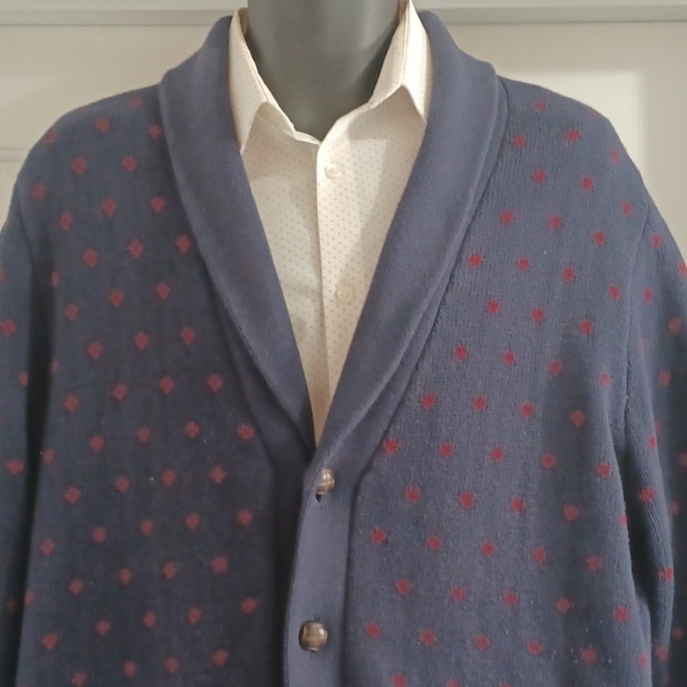 Merona Men's Navy and Burgundy Cardigan - Picture 5 of 8
